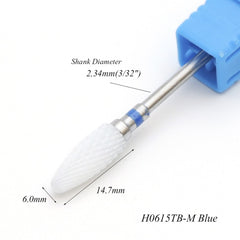 1pcs Flame Rotate Electric Nail Drill Ceramic 3/32 ''Bullet Milling Cutter for Manicure Machine Apparatus Nail Art Tools CH811