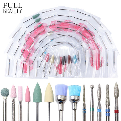 11 Types Diamond Ceramic Nail Drill Bit Cuticle Clean Remove Rotary Electric Mill Machine Manicure File Cutter Nail Tool CHJG/MS